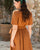 Linen Midi Wrap Dress - Olivia Dress | Caramel