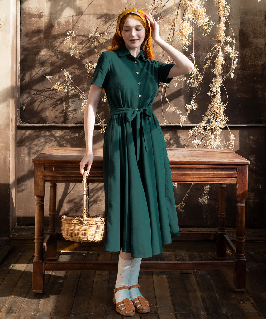 forest green shirt dress Forest Green Faux Suede Button Down Shirt Dress