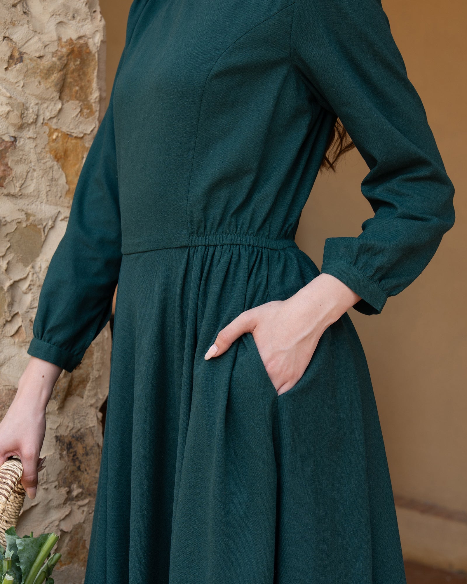 Boat Neck Linen Midi Dress | Long Sleeve Fit & Flare Modest Summer Dress HANNAH CANVAS Boat Neck Linen Midi Dress | Long Sleeve Fit & Flare Modest Summer Dress HANNAH CANVAS