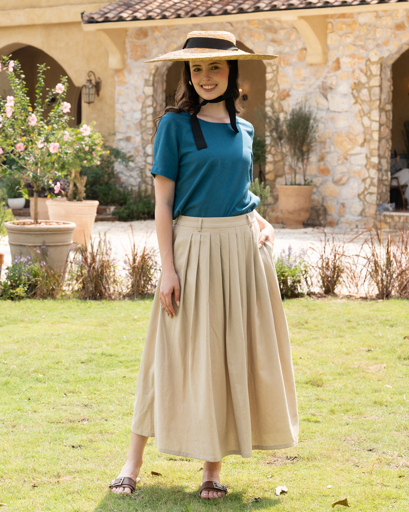 A-Line Flowy Skirt - Elise Skirt | Beige