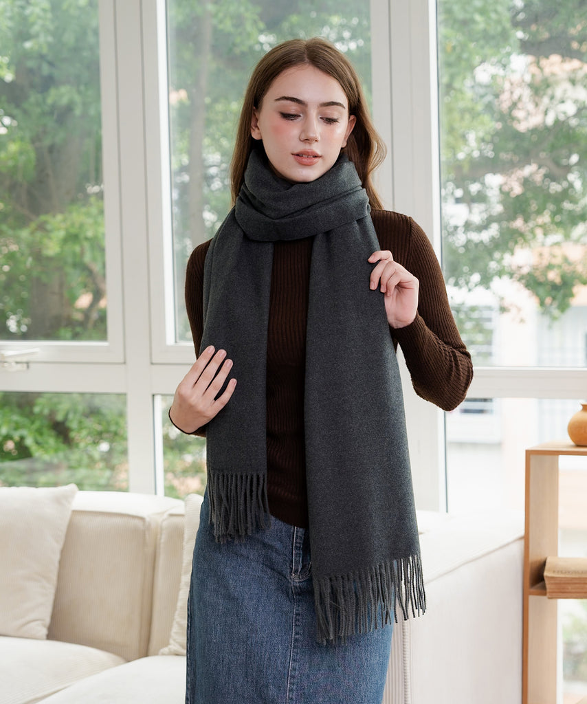 Lightweight Viscose & Polyester Scarf | Charcoal