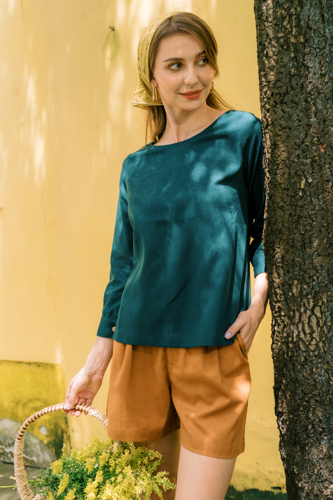 Linen Long Sleeves Blouse | Forest