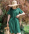 Linen Midi Dress With Belt | Green