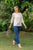 Linen Top Boat-Neck And Elbow Length Sleeves | White