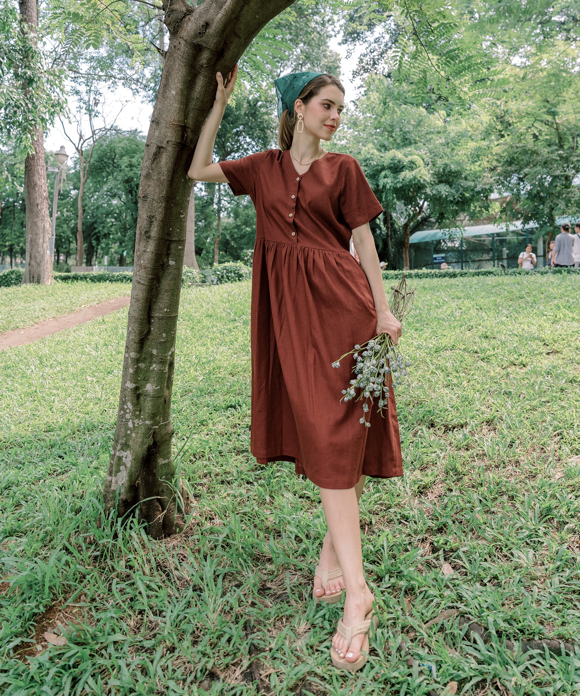 loose v neck dress Navy Grace V Neck Dress