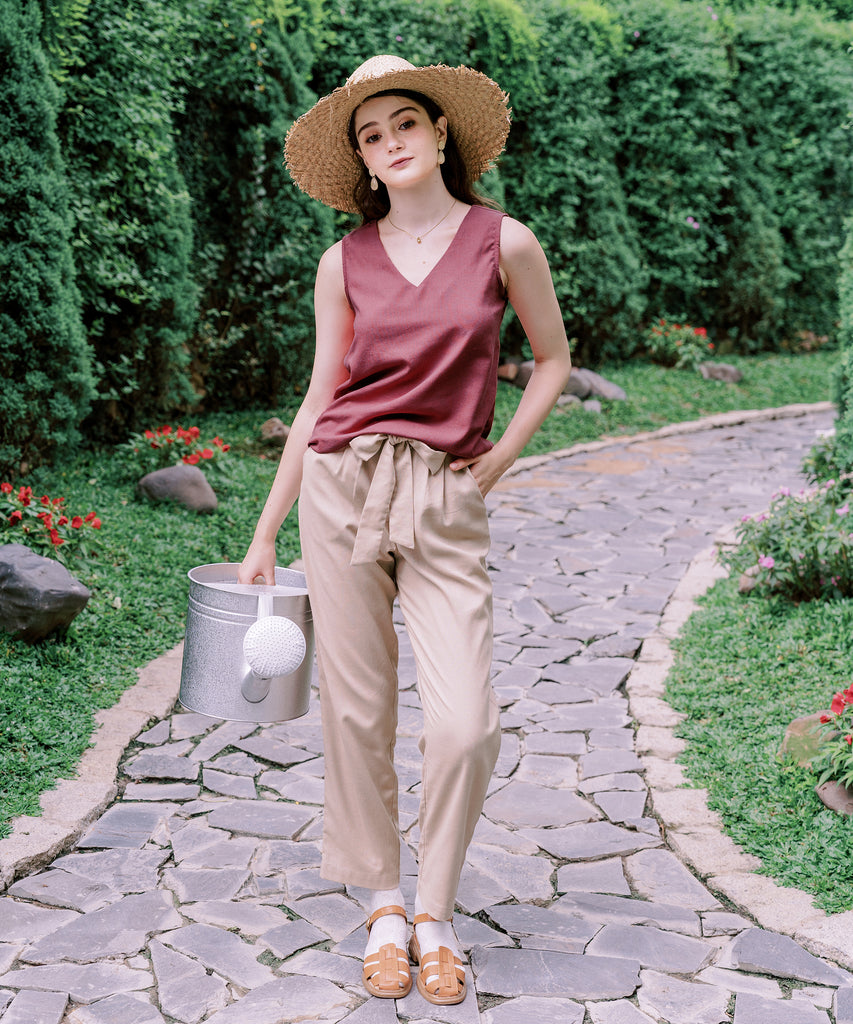 Linen Pants With Bow | Beige