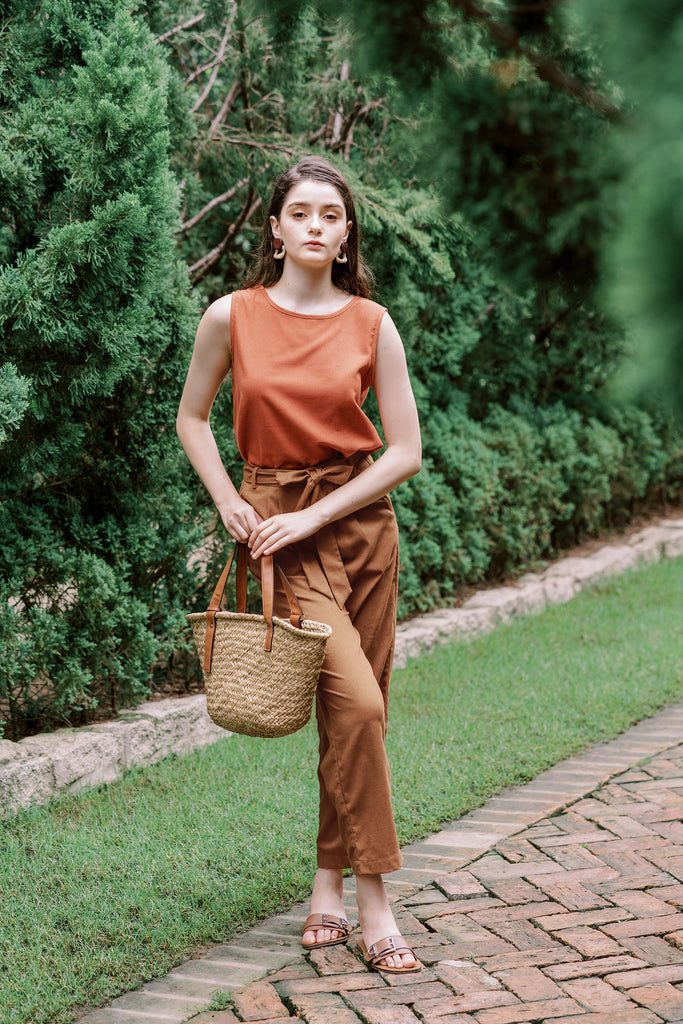 Linen Pants With Bow | Caramel