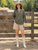 Linen Blouse With One Button - IVY top | Olive