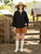 Linen Blouse With One Button - IVY top | Black