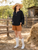 Linen Blouse With One Button - IVY top | Black