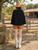 Linen Blouse With One Button - IVY top | Black