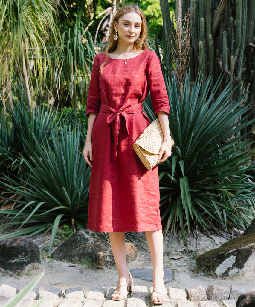 Women Linen Midi Dress | Hannah Canvas Canada HANNAH CANVAS Women Linen Midi Dress | Hannah Canvas Canada HANNAH CANVAS
