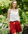 Linen High Waist Shorts | Red