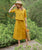 Long Button Down Linen Skirt | Golden