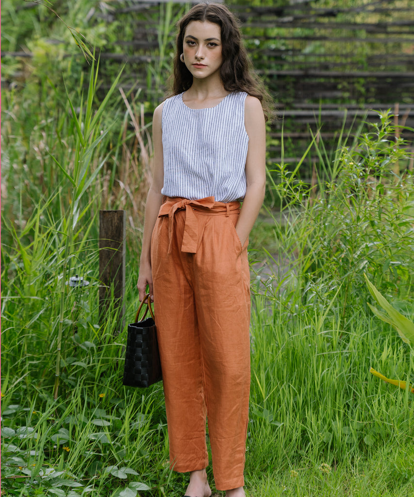 Linen Pants With Bow | Tawny