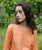 Linen Top Boat-Neck And Elbow Length Sleeves | Orange