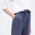 Linen Long Pants, Elastic Waist Pants | Navy
