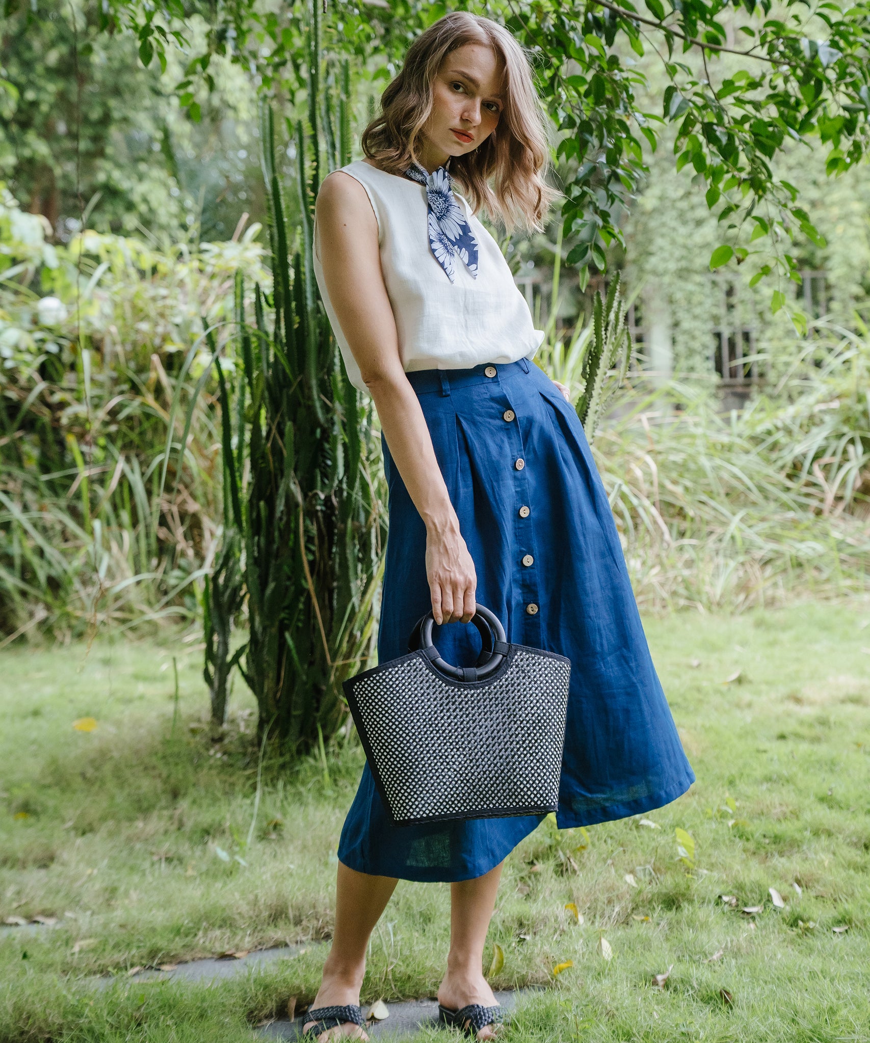 サーキュラーMADISONBLUE TUCK CIRCULAR SKIRT LINEN - スカート