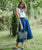 Long Button Down Linen Skirt | Blue