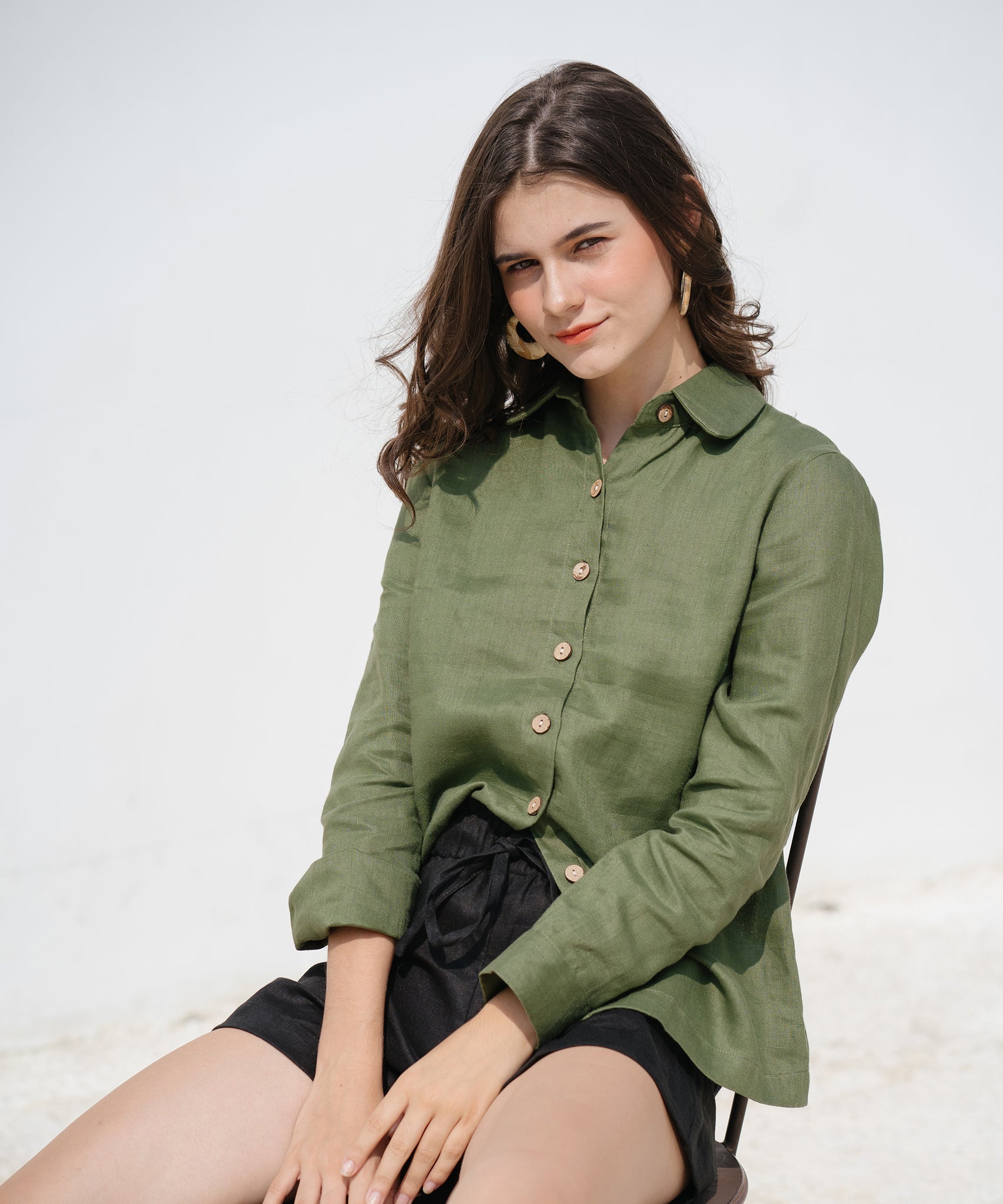 Long-sleeved Tunic - Khaki green - Ladies