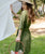 Linen Flare Dress With Belt | Olive