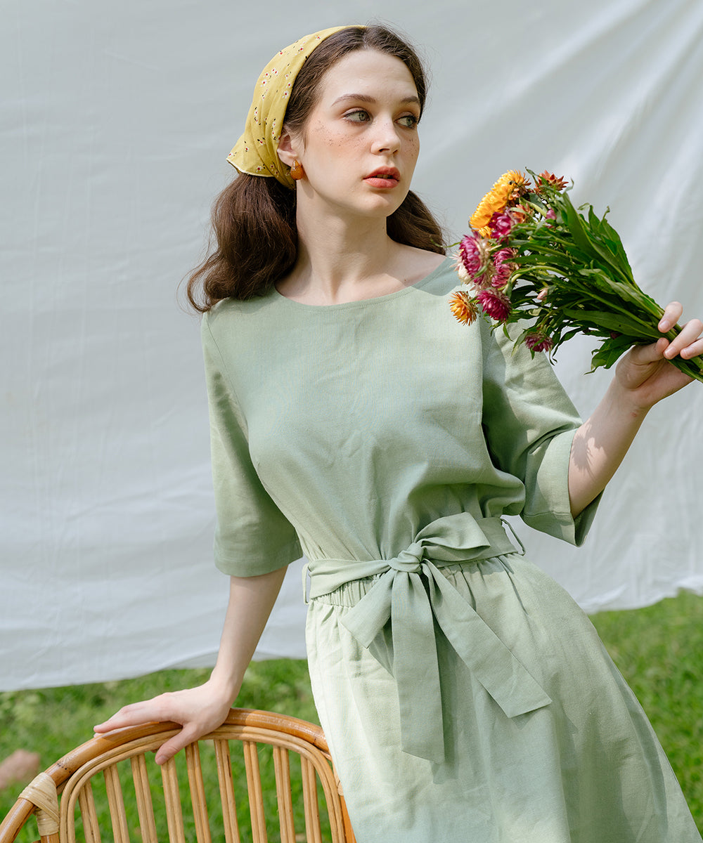 Linen Flare Dress with belt | Hannah Canvas Canada HANNAH CANVAS Linen Flare Dress with belt | Hannah Canvas Canada HANNAH CANVAS