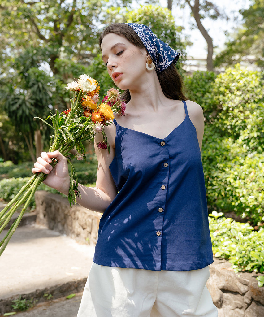 Linen Camisole With Buttons | Saphire