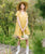 V Neck Linen Short Dress | Mustard
