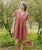 V Neck Linen Short Dress | Rust